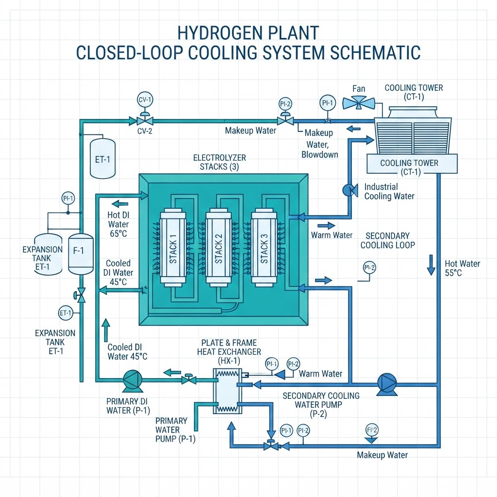 Hydrogen plant cooling system schematic
