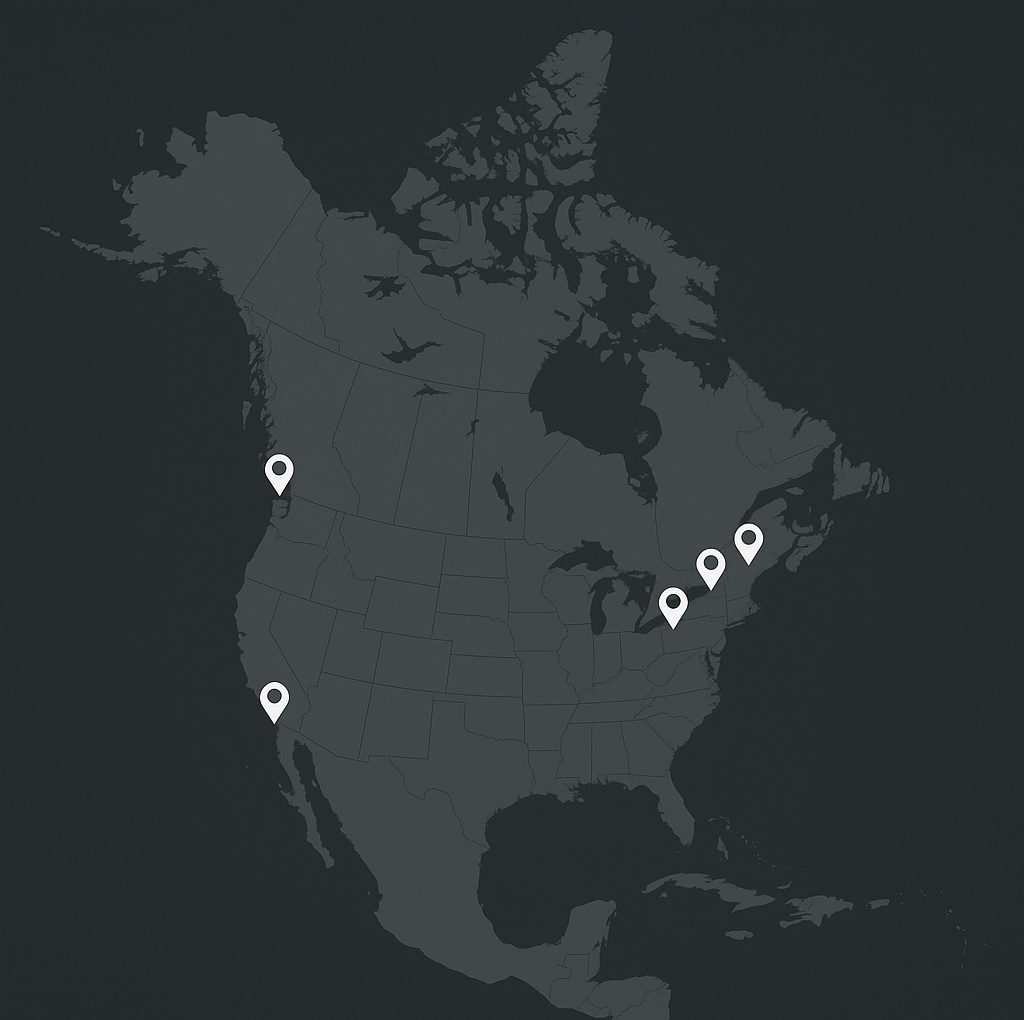 Project Map of Canada with location pins